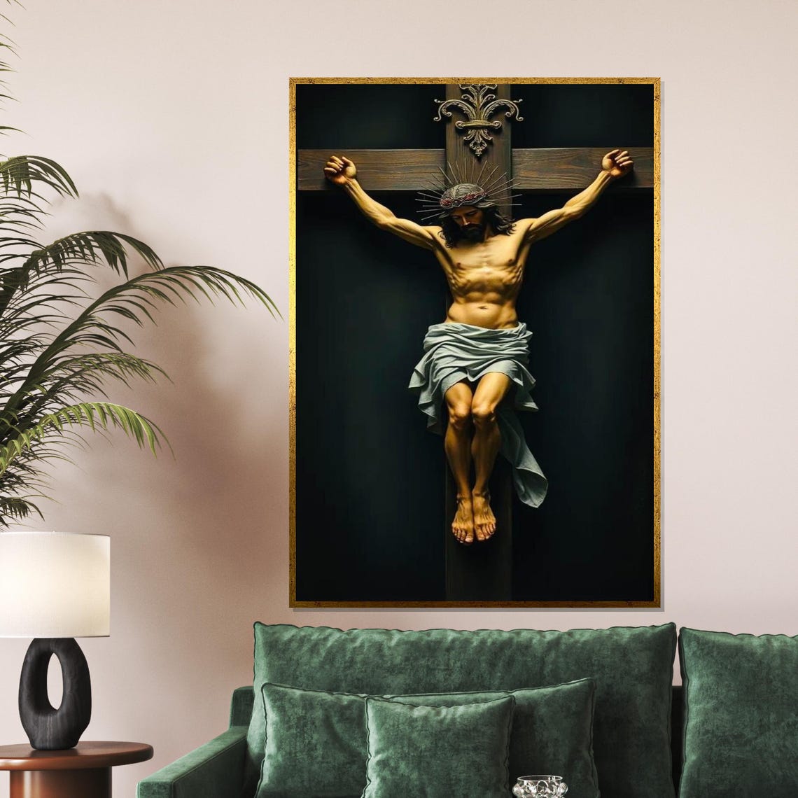 Christ On The Cross Baroque Crucifixion Dark Religious Wall Art