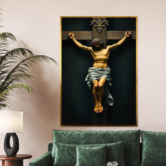 Christ On The Cross Baroque Crucifixion Dark Religious Wall Art