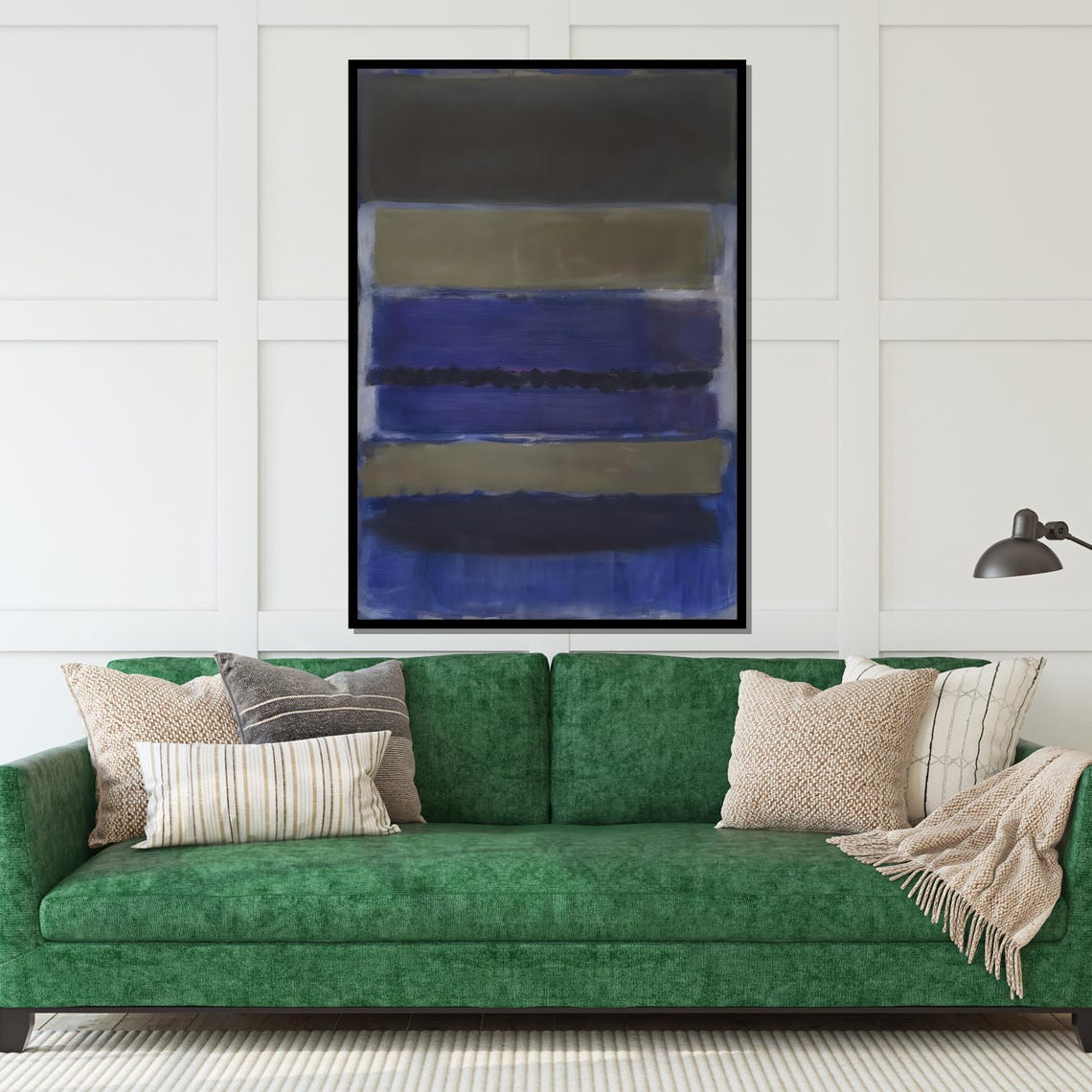 Moody Navy Blue and Olive Color Stack Abstract Modern Art Poster - Image 5
