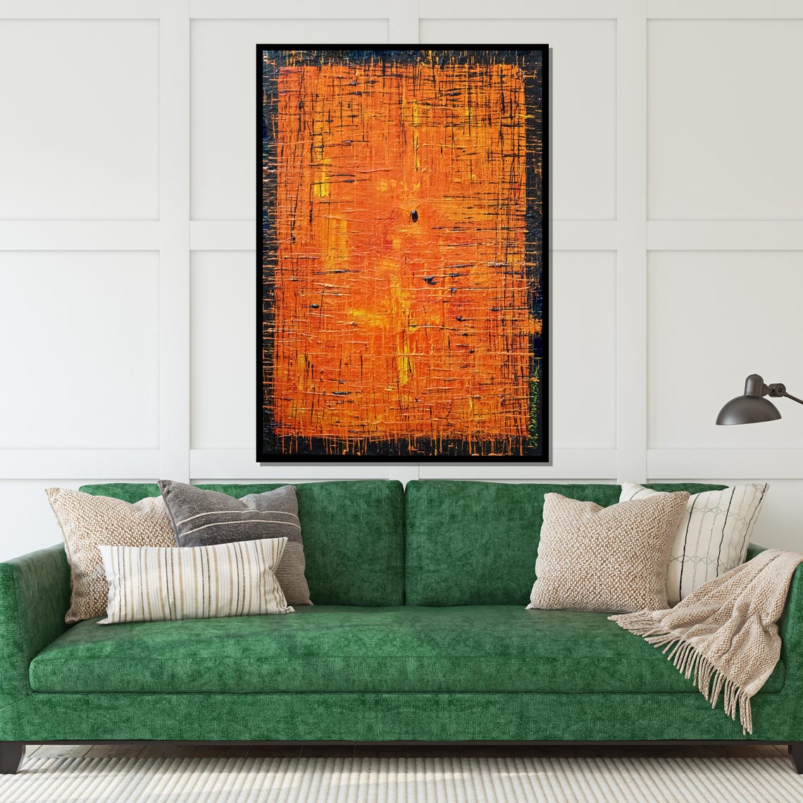 Burnt Orange Textured Crosshatch Bold Modern Abstract Poster - Image 5