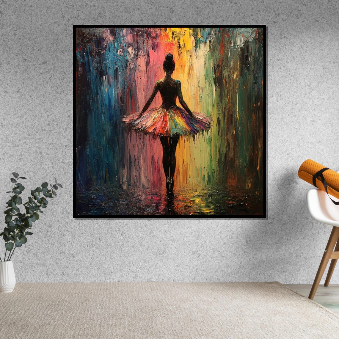 Rainbow Tutu Ballerina Silhouette Colorful Rain Curtain Poster - Image 5