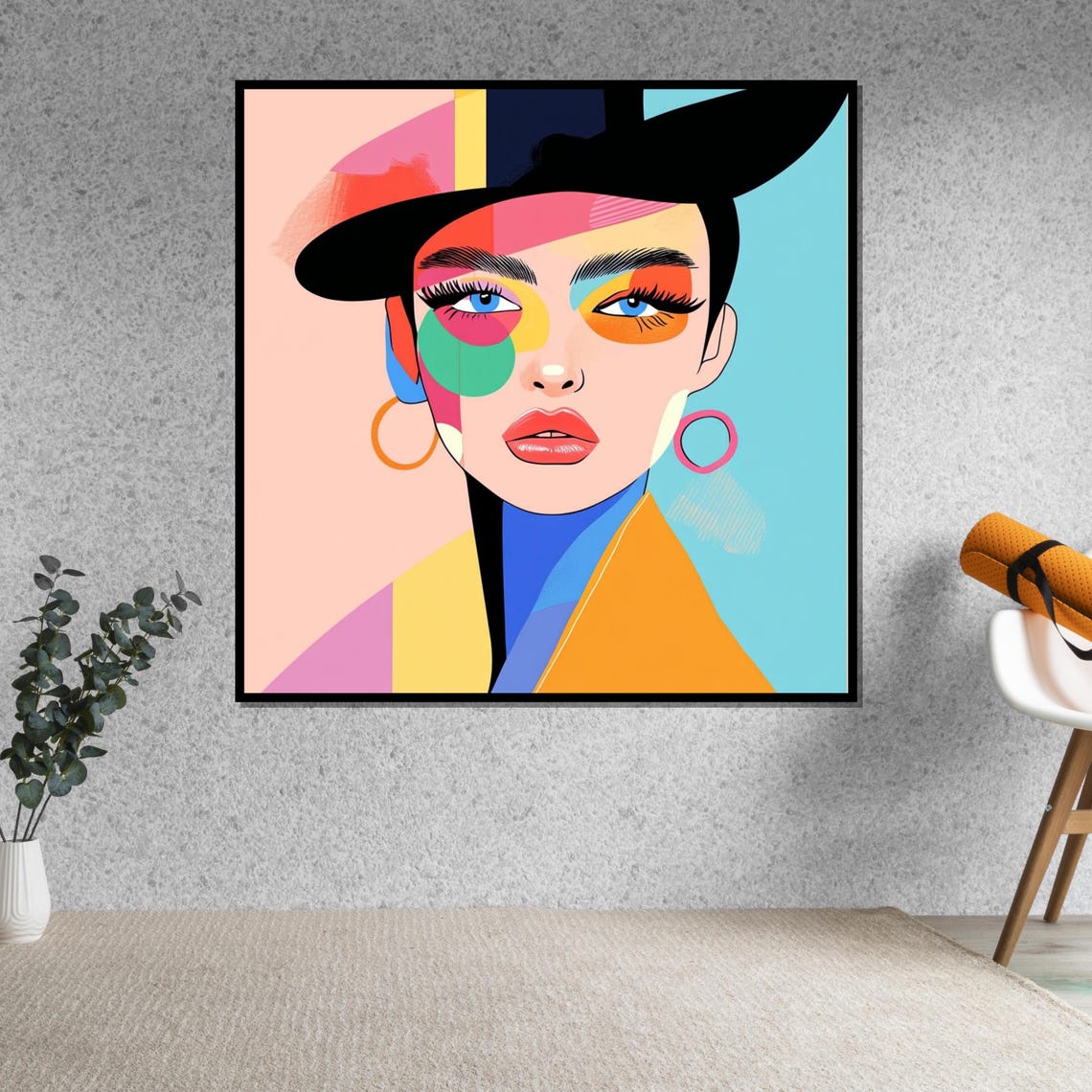 Colorful Geometric Woman Face Bold Modern Pop Art Portrait Poster - Image 5