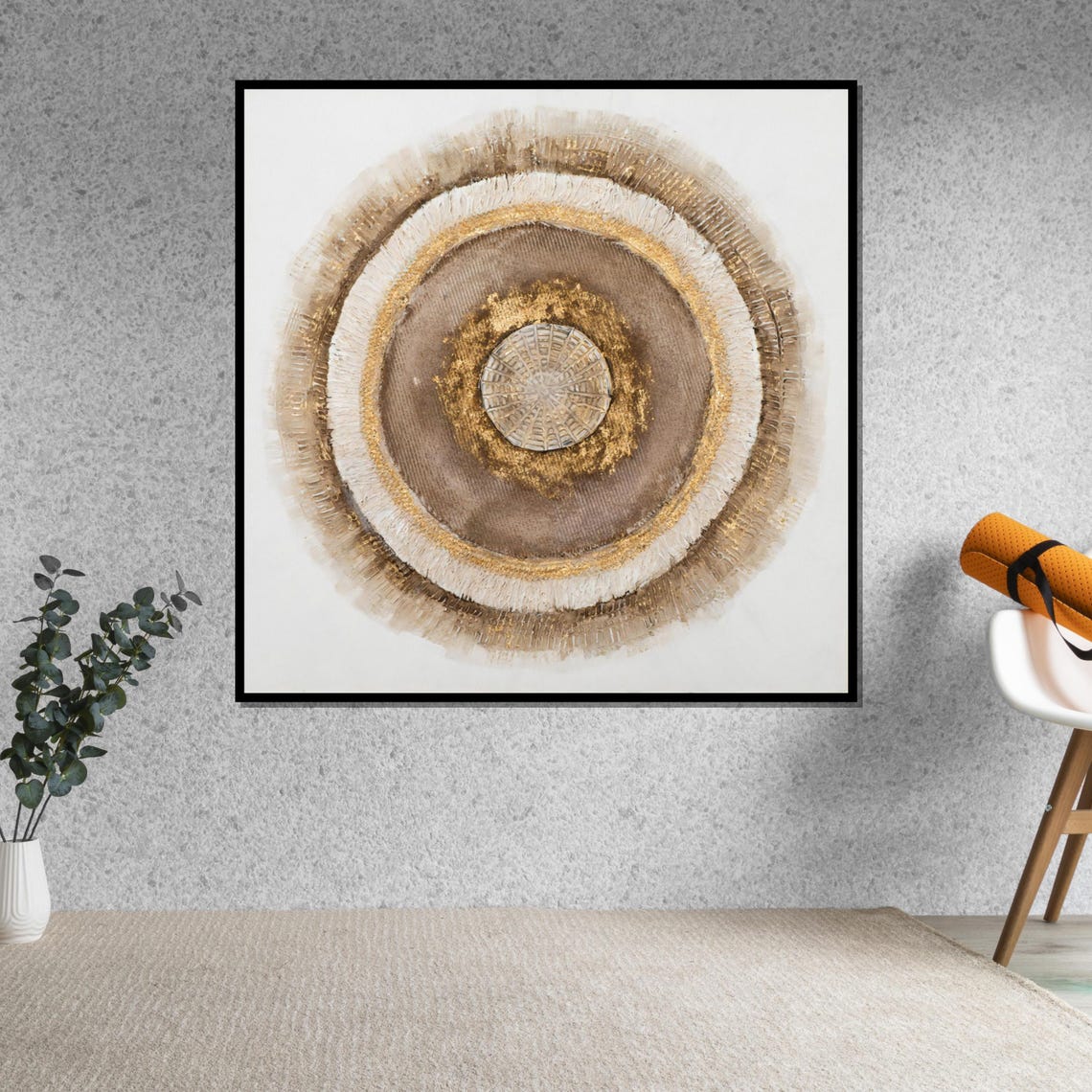 Golden Circular Ring Abstract Zen Beige Textured Decorative Poster - Image 5