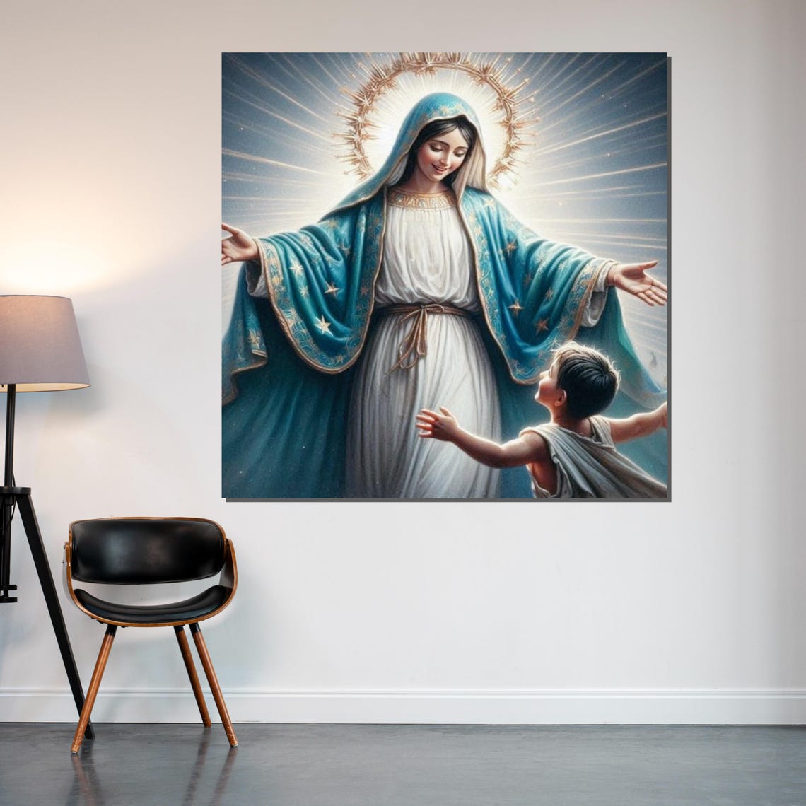 Our Lady Of Grace Blue Mantle Child Radiant Heavenly Wall Art - Image 2
