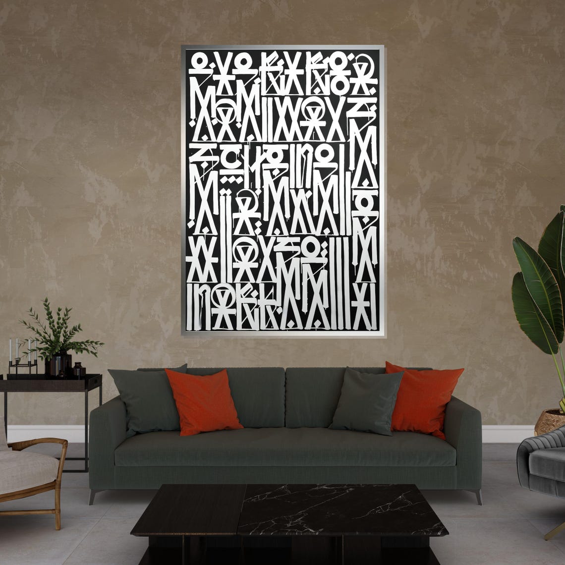 Black White Geometric Glyph Pattern Bold Graphic Modern Poster - Image 4