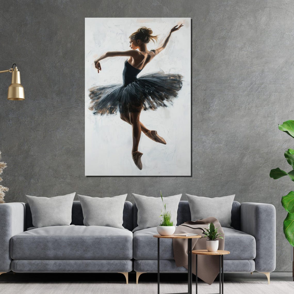 Ballerina Mid Leap in Dark Tutu Elegant Ballet Dance Art Poster - Image 2
