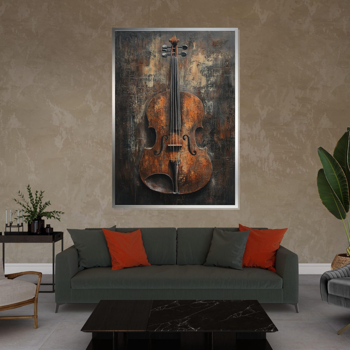 Rustic Old Violin on Dark Textured Background Vintage Music Poster - Image 4