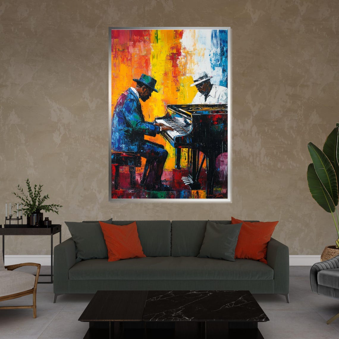 Two Jazz Pianists Duet Grand Piano Vivid Expressionist Poster - Image 4