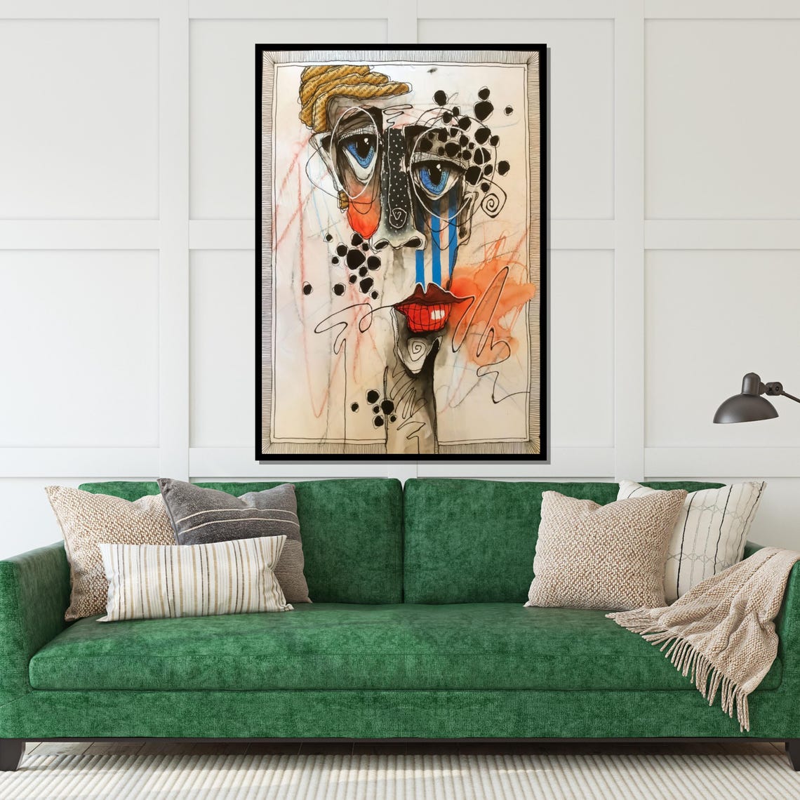 Whimsical Abstract Face Sketch Colorful Ink Doodle Art Portrait Poster - Image 5