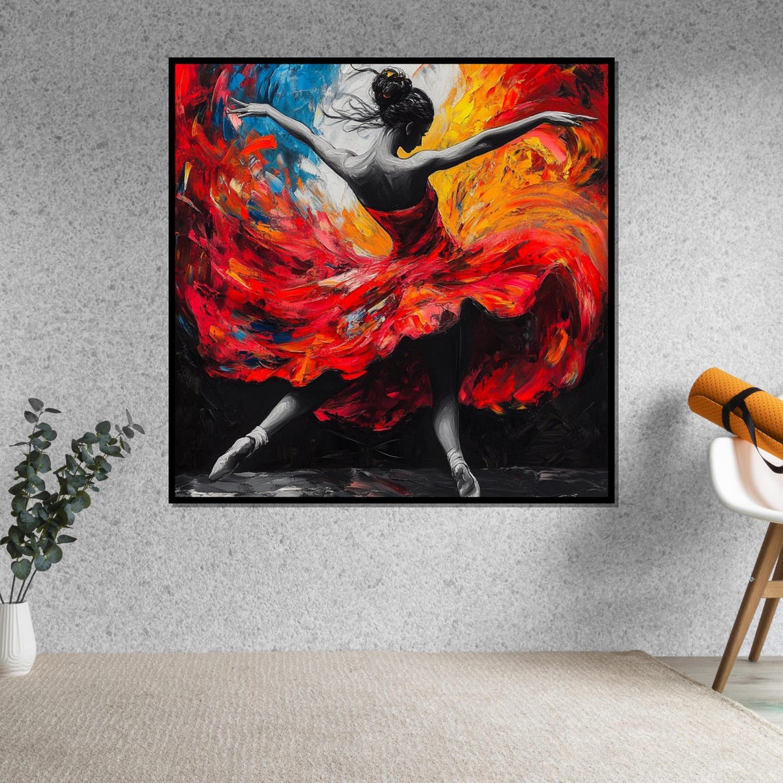 Flamenco Dancer in Red Dress Vibrant Abstract Expressionist Poster - Image 5