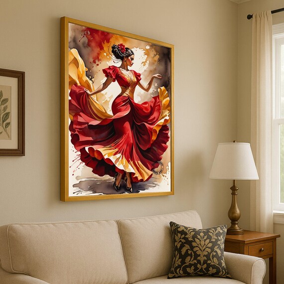 Flamenco Dancer Canvas Print Spanish Dance Wall Art Bold Decor Ready To Hang Decoration