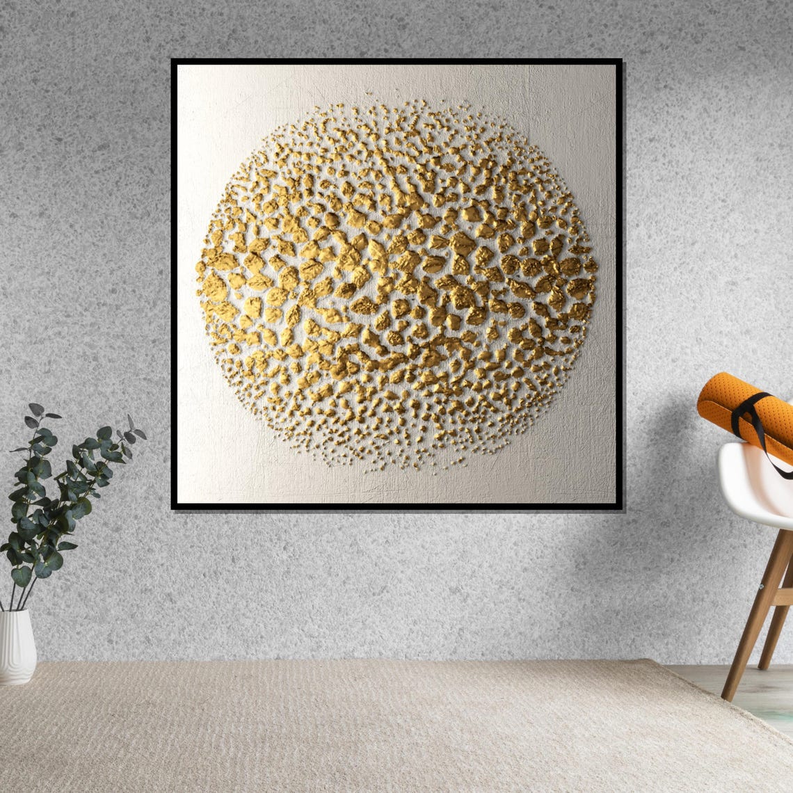 Golden Textured Circle Abstract Gold Nugget Modern Minimal Print - Image 5