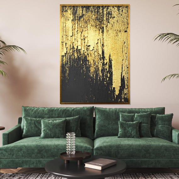 Abstract Gold Texture Modern Art Gold And Black Wall Print Textured Wall Art Design Ready To Hang Decoration