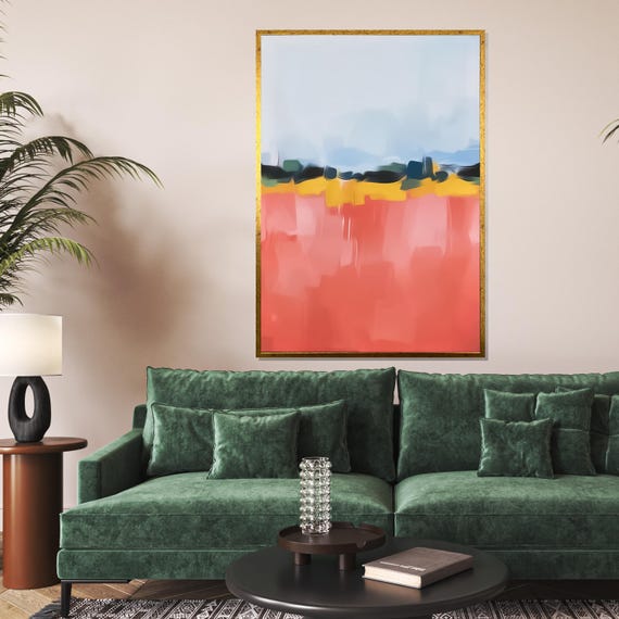 Abstract Sunset Modern Landscape Colorful Wall Art Nature Poster Wall Art Design Ready To Hang Home Decor