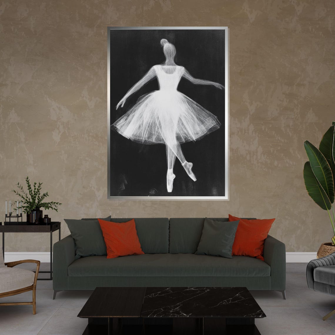 Ballerina White Tutu Back View Glowing Dark Stage Art Poster - Image 4