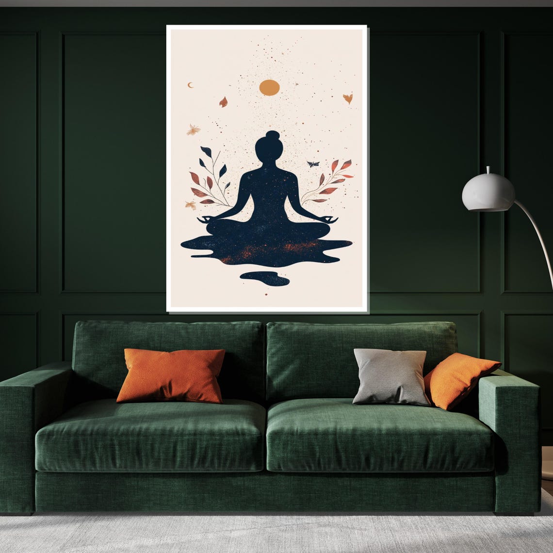 Zen Meditating Woman Botanical Minimalist Serene Boho Yoga Poster - Image 3