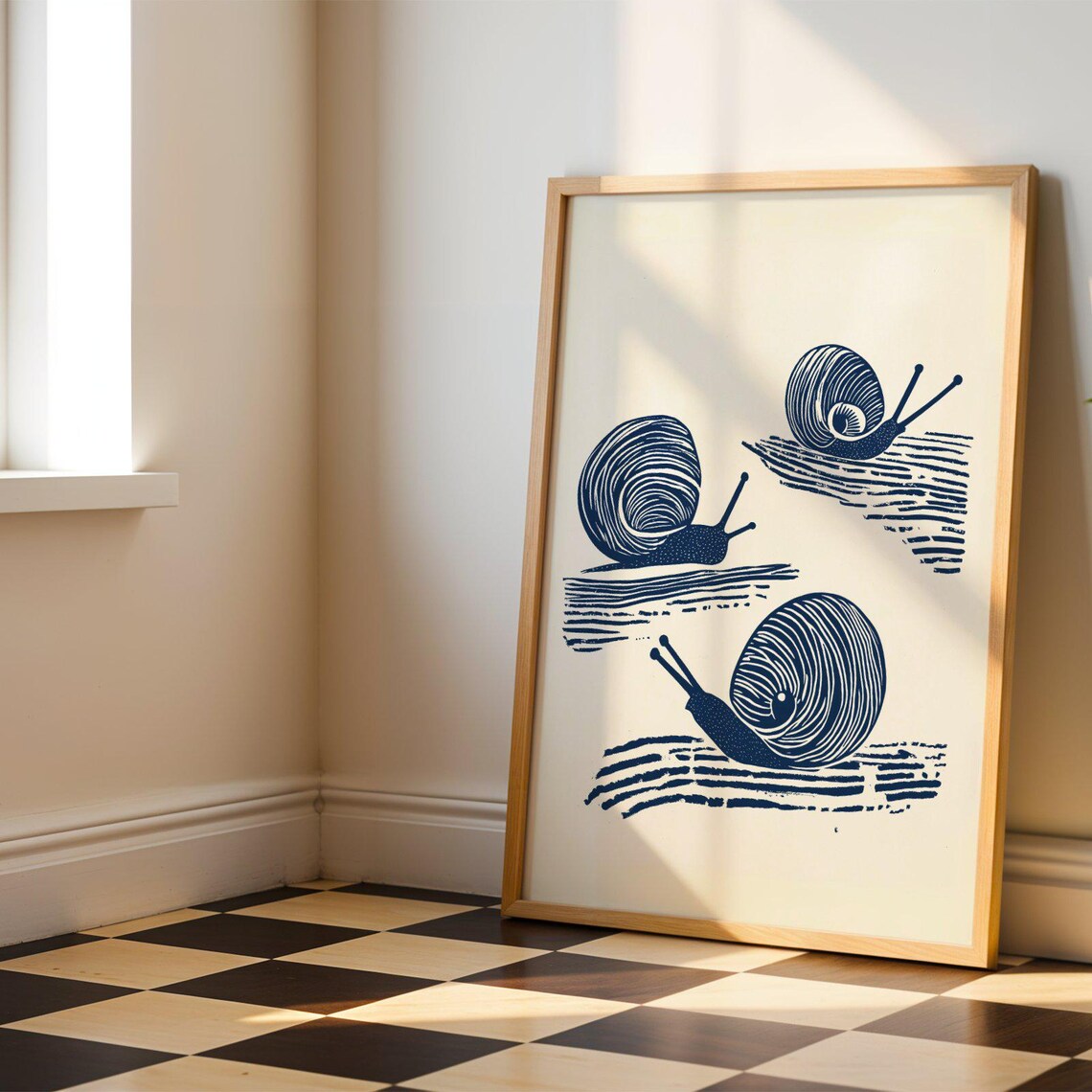 Snail Minimalist Poster, Modern Animal Decor