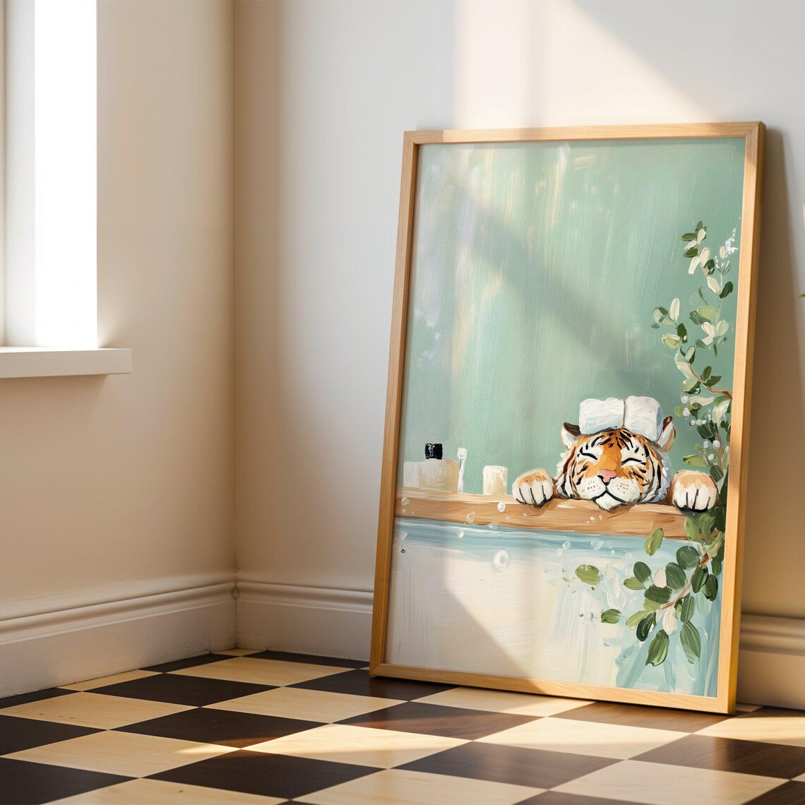 Tiger Bathroom Art Print, Relaxing Spa Decor