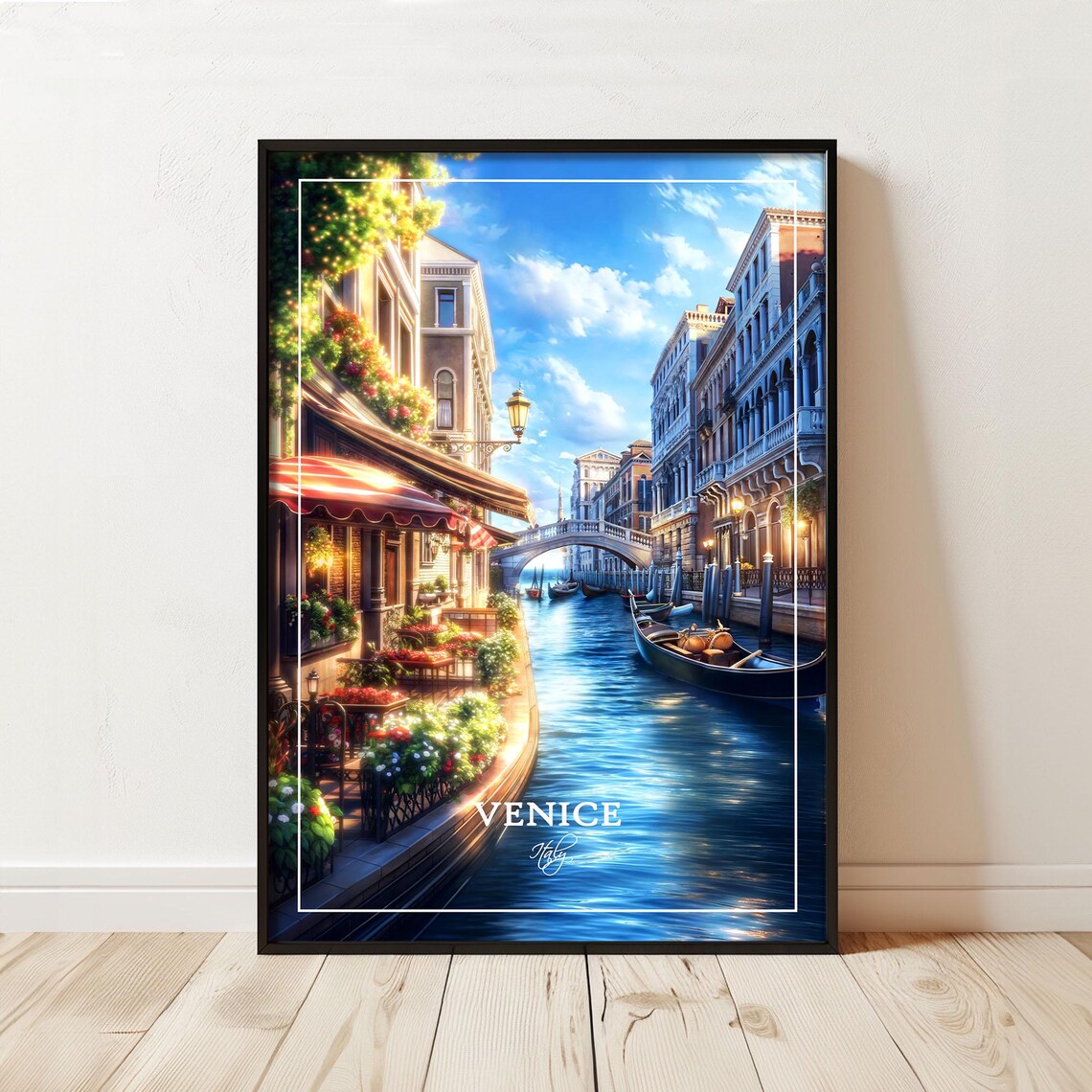 Venice Italy Canal Gondola Romantic Historic Architecture Travel Poster