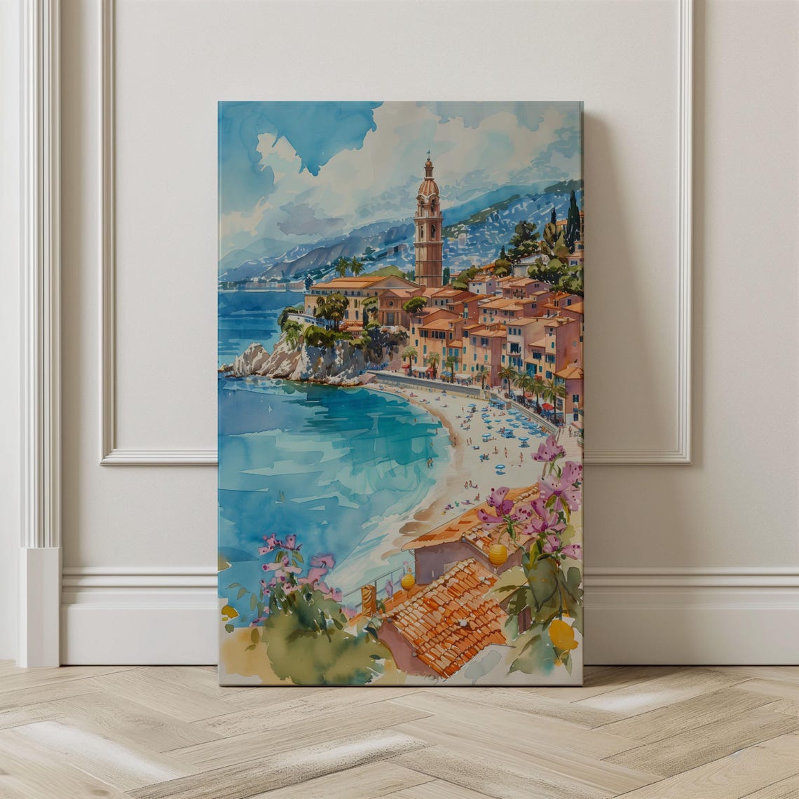 Watercolor French Riviera Wall Art Travel Poster France Menton Print City Poster South Of France Gift Idea - Image 3