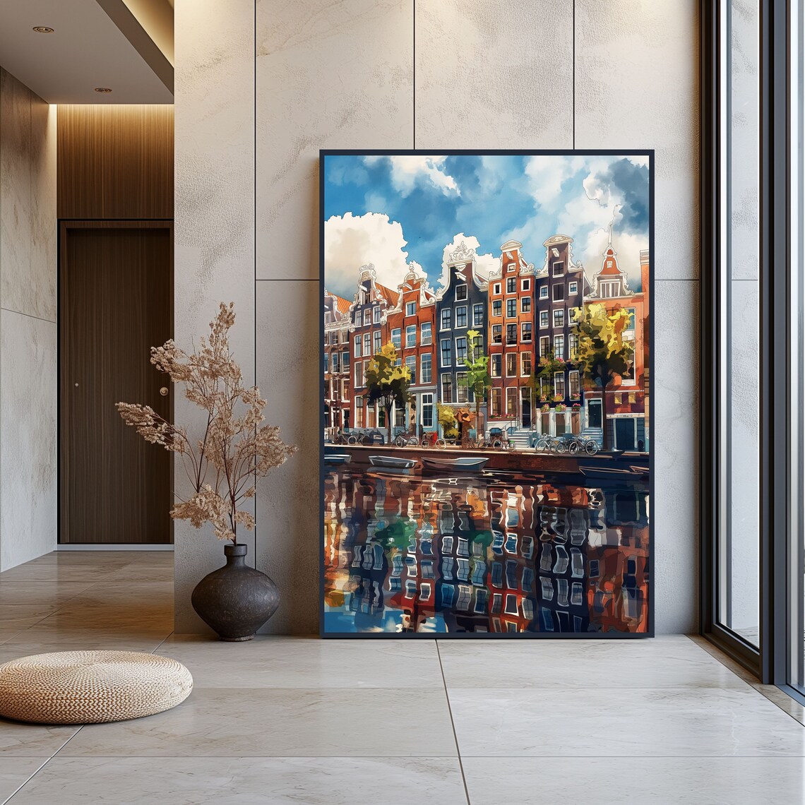 Amsterdam Watercolor Travel Poster, Cityscape Print - Image 2