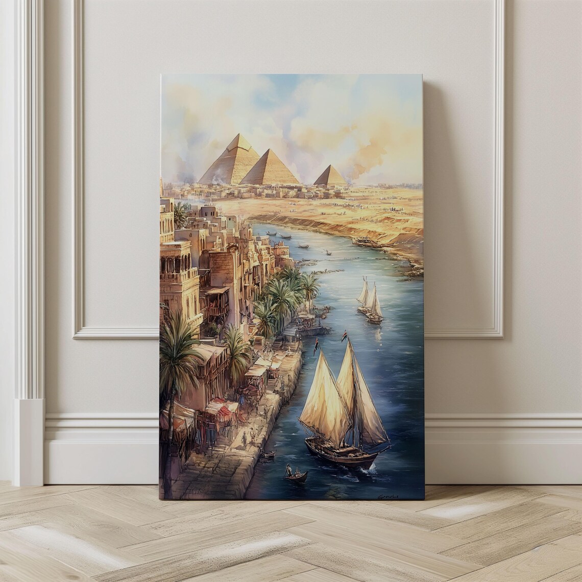 Watercolor Cairo City Egypt Travel Poster - Image 2