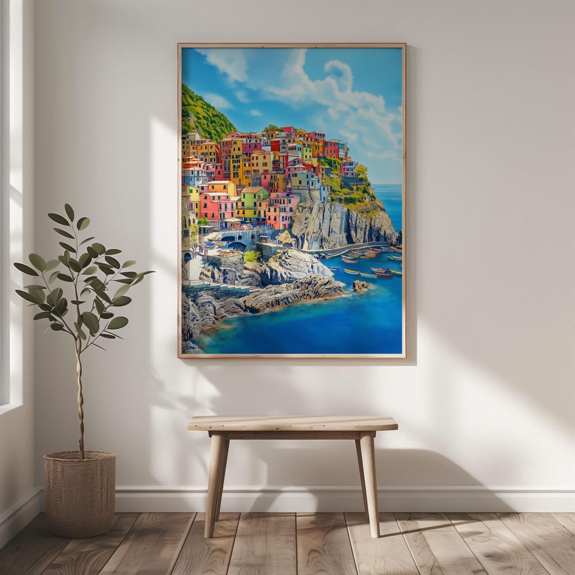 Watercolor Italy Cinque Terre Wall Art Travel Poster Europe Italy Art Print Italian Coast Riviera Christmas - Image 2