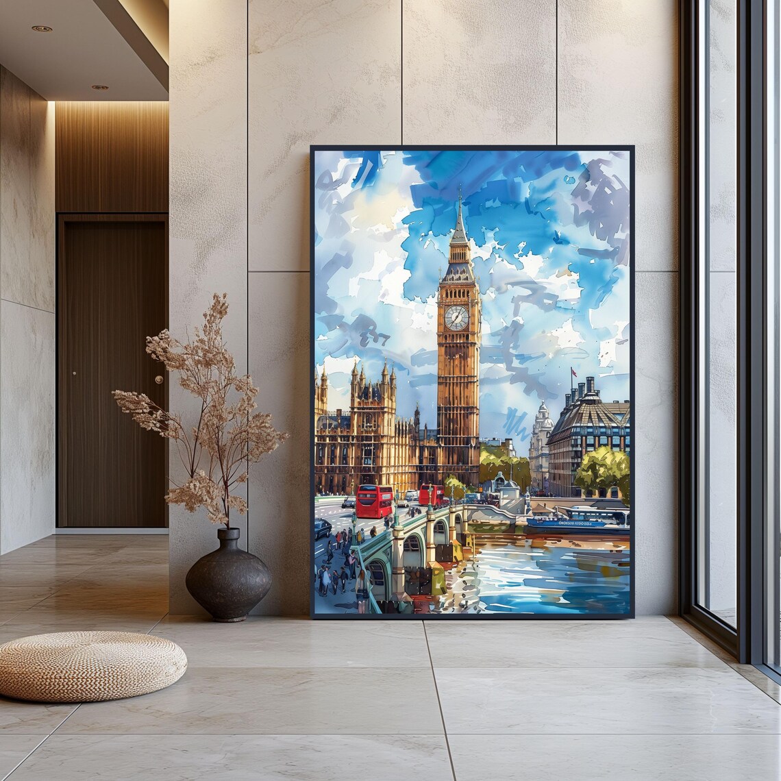Watercolor London City Travel Poster, Big Ben England - Image 3