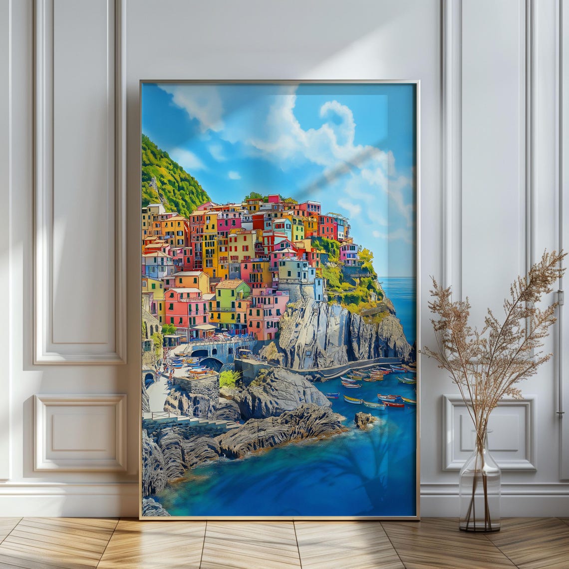 Watercolor Italy Cinque Terre Wall Art Travel Poster Europe Italy Art Print Italian Coast Riviera Christmas - Image 3