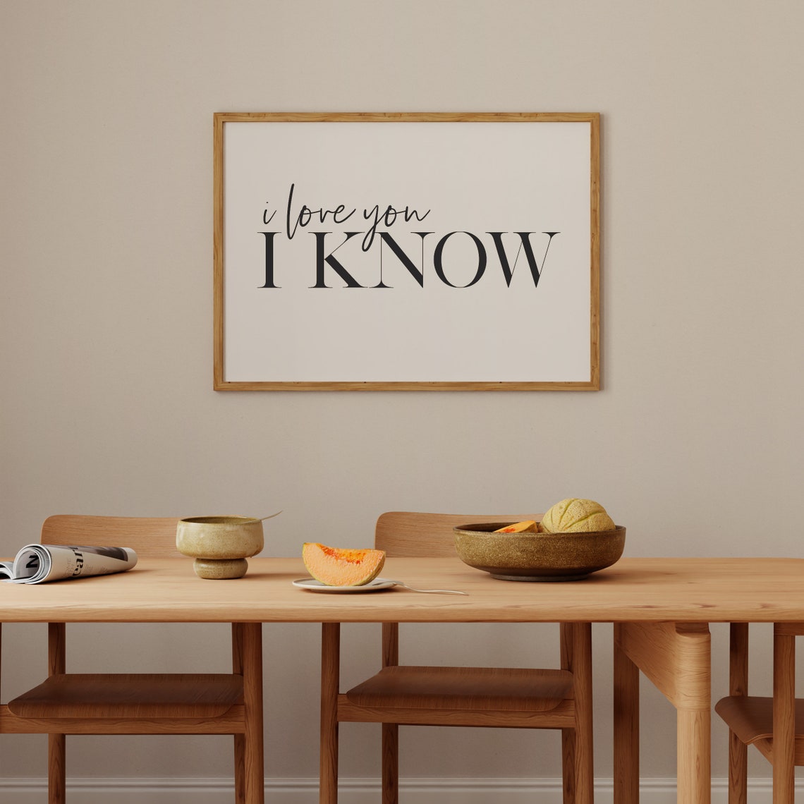 I Love You I Know Romantic Typography Horizontal Quote Poster - Image 2