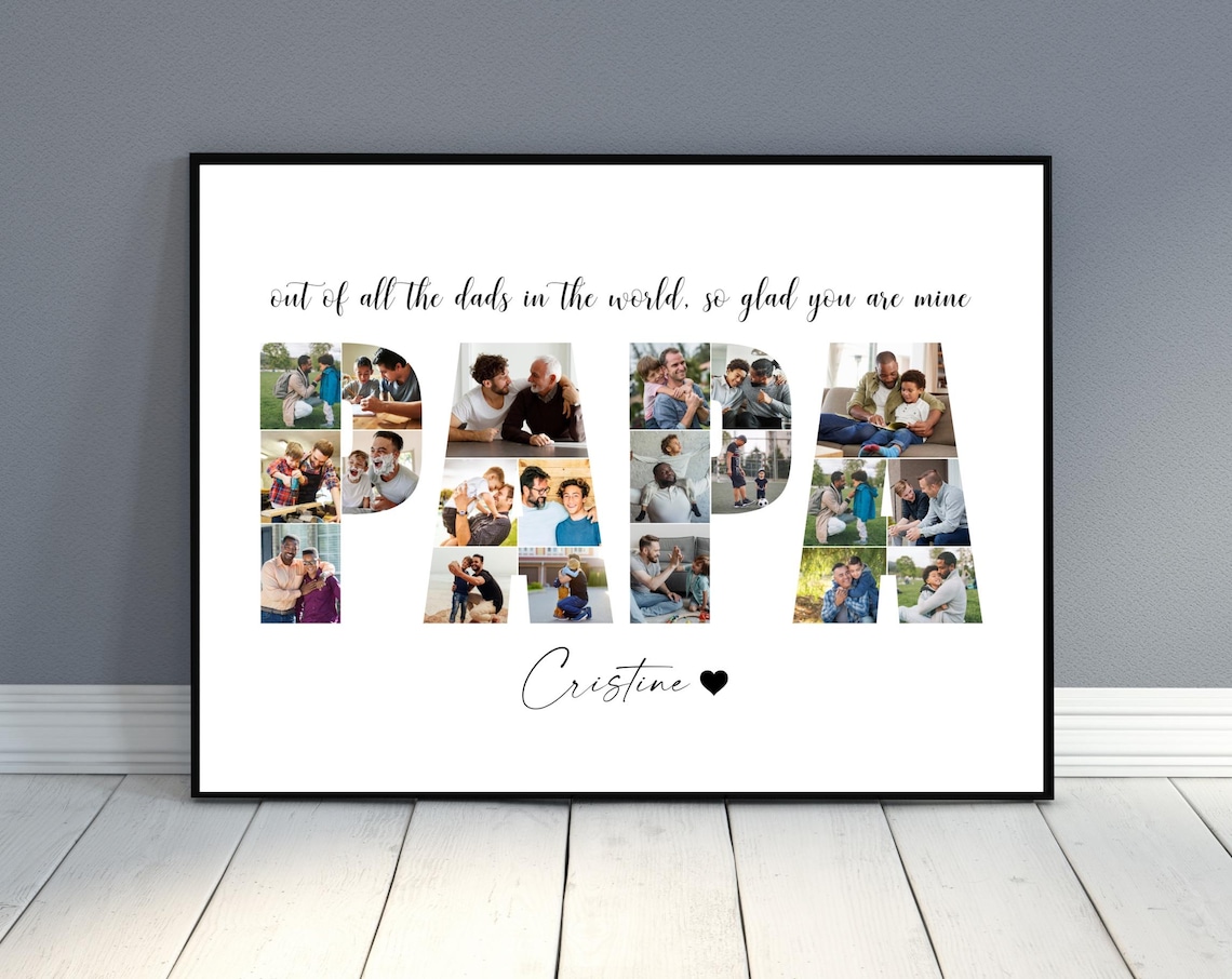 Papa Photo Collage Art Print, Best Dad Gift - Image 3