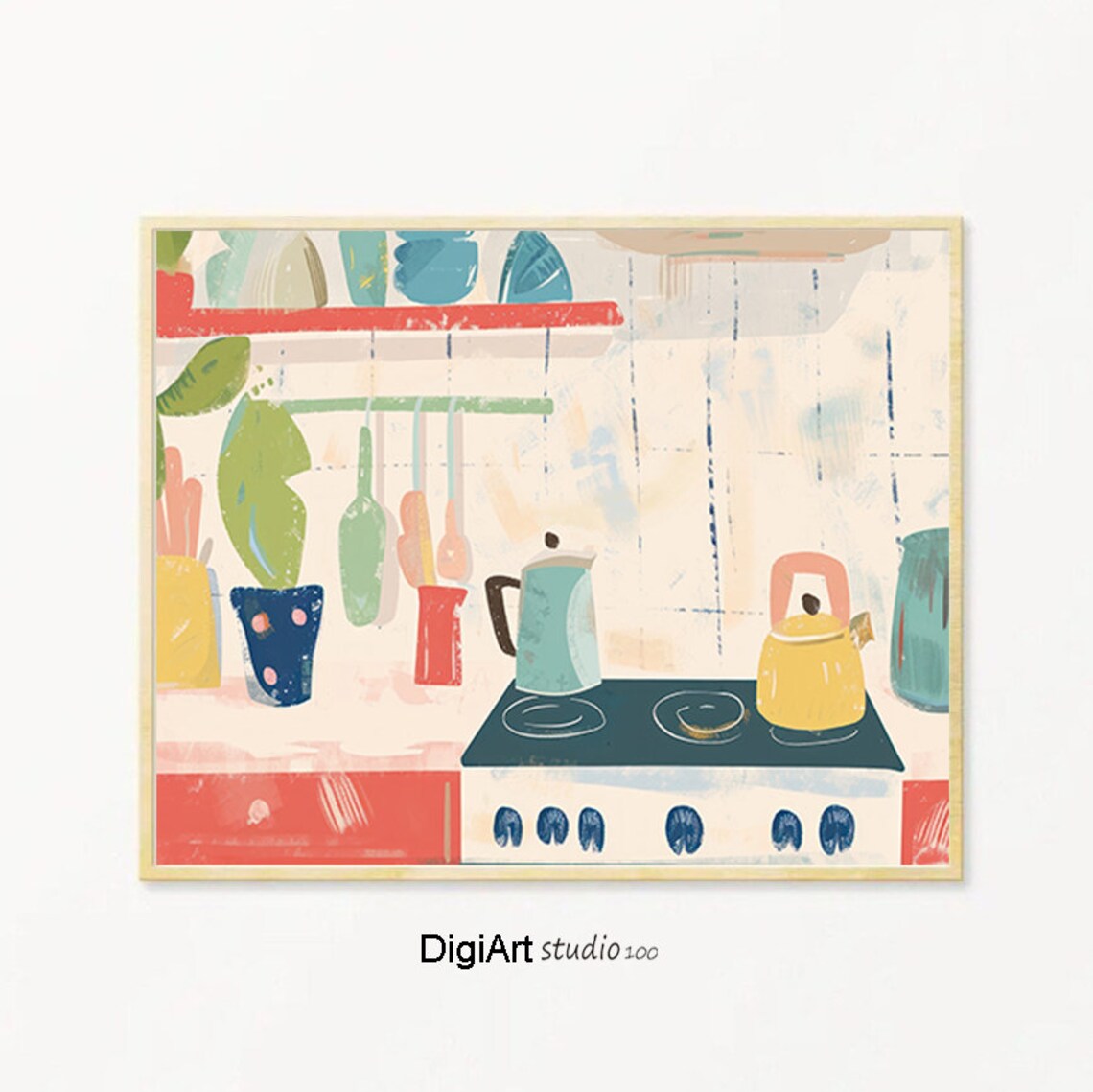 Cute Kitchen Illustration Kitchen Decor Retro Kitchen Decor Maximalist Kitchen Decor - Image 2