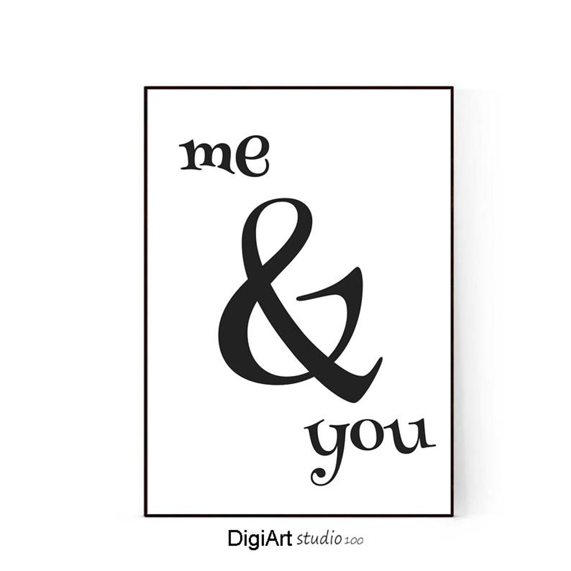 Me And You Typography Love Minimalist Romantic Couple Poster