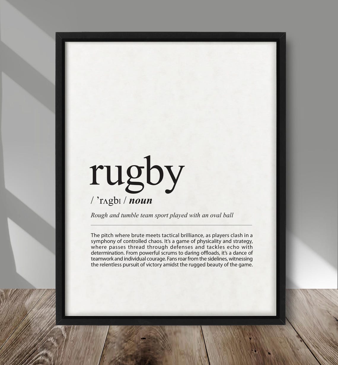 Rugby Definition Dictionary Style Typography Print Sports Fan Gift