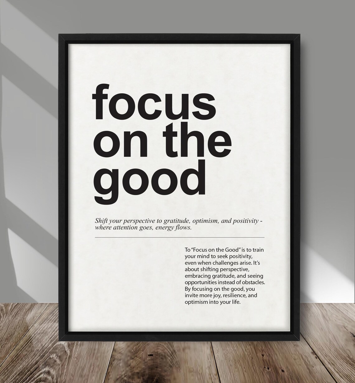 Focus On The Good Definition, Inspirational Quote Poster