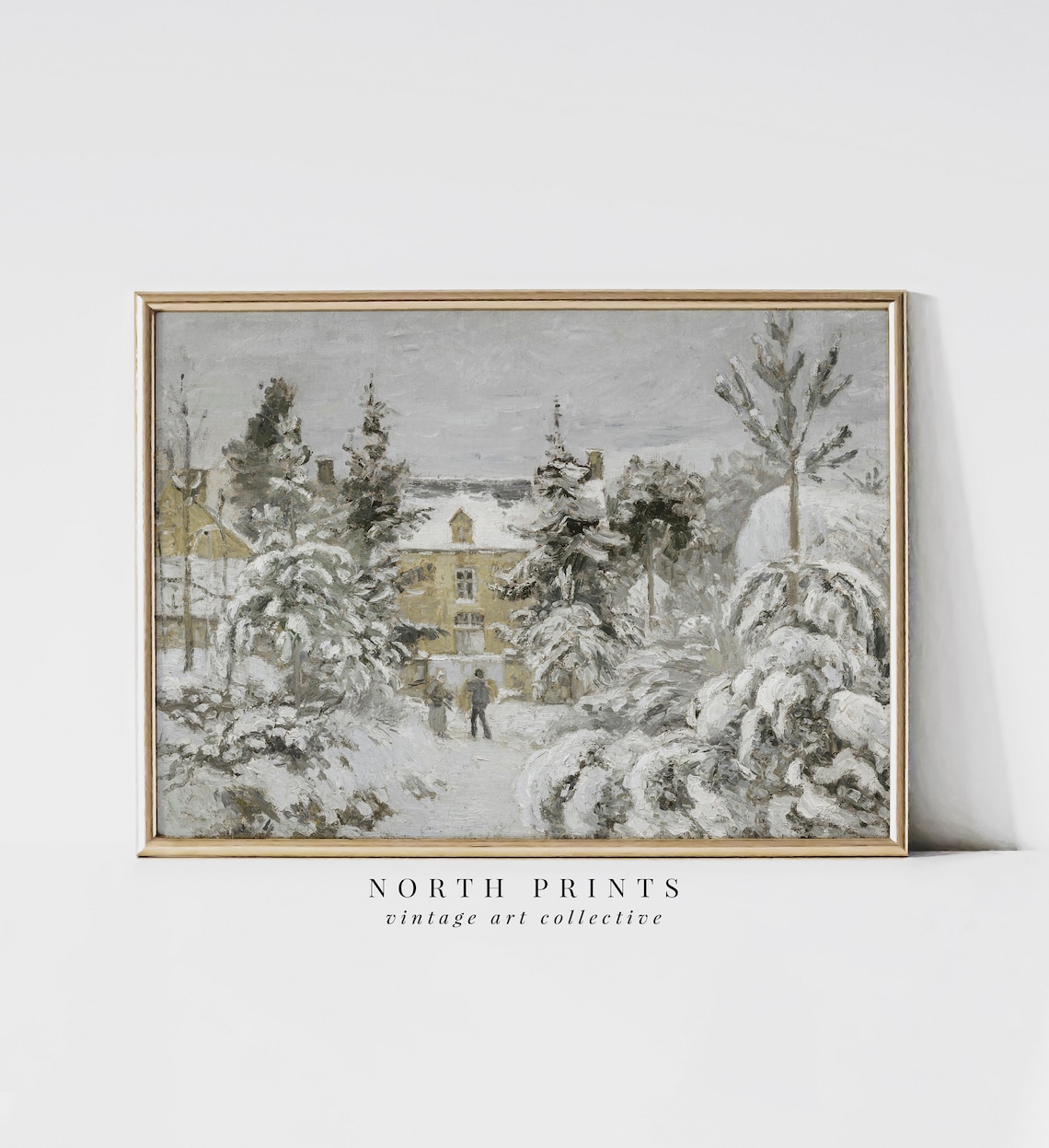 Classic Winter Village Painting, Christmas Wall Art
