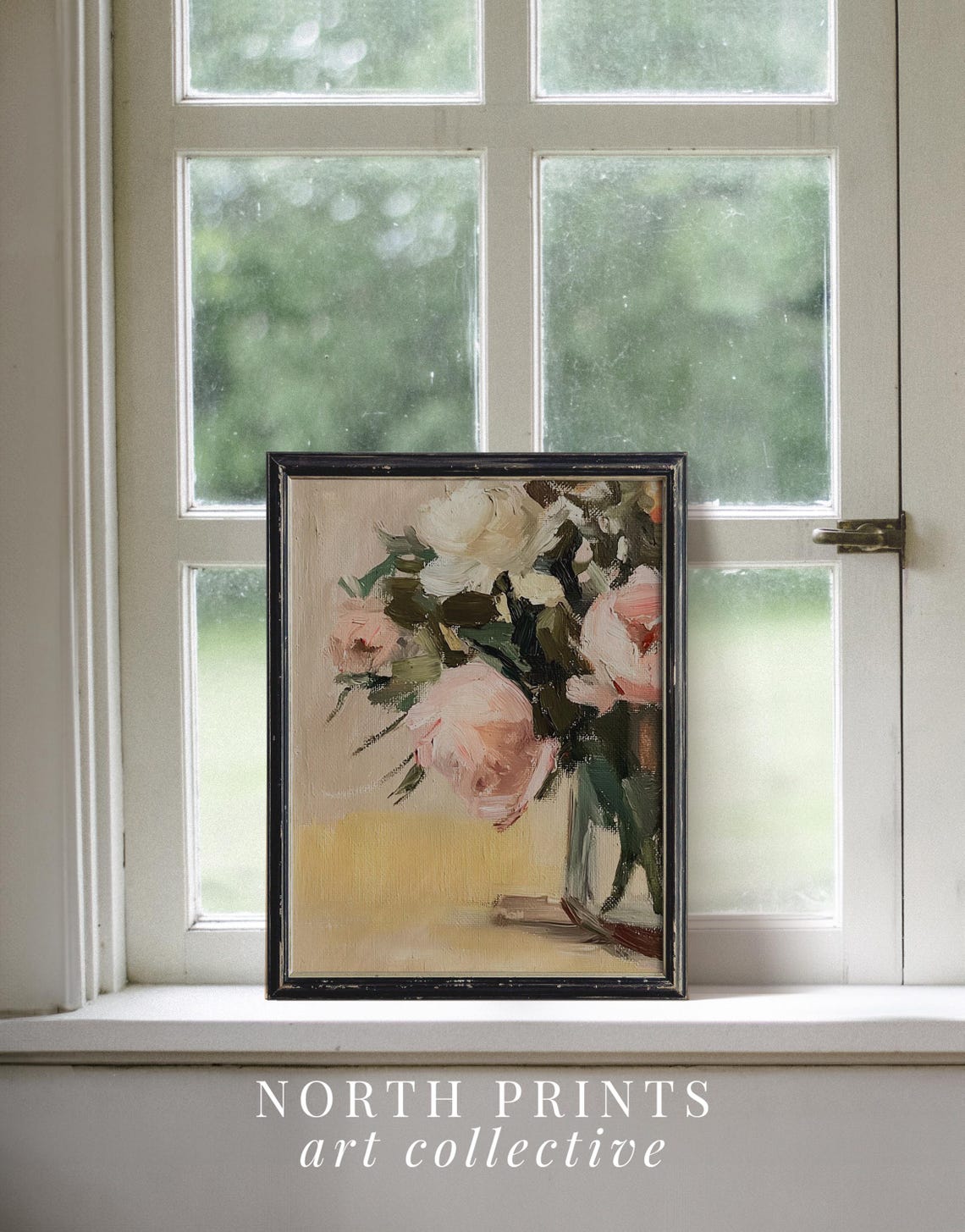 Impressionist Floral Still Life Pink Roses Oil Painting Poster - Image 3