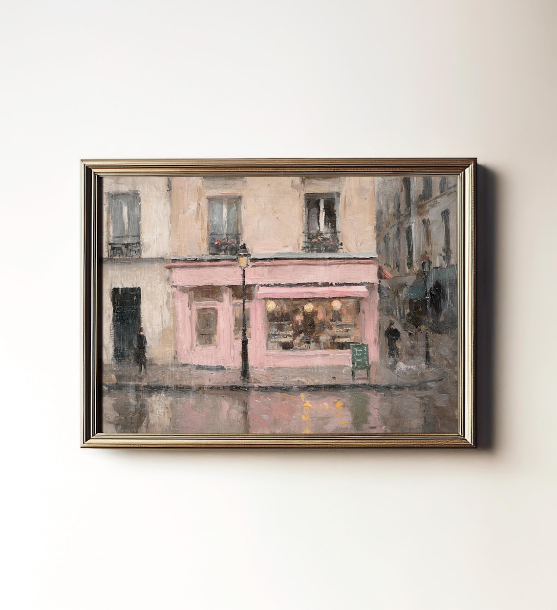 Parisian Streetscape Painting, French Kitchen Art Print