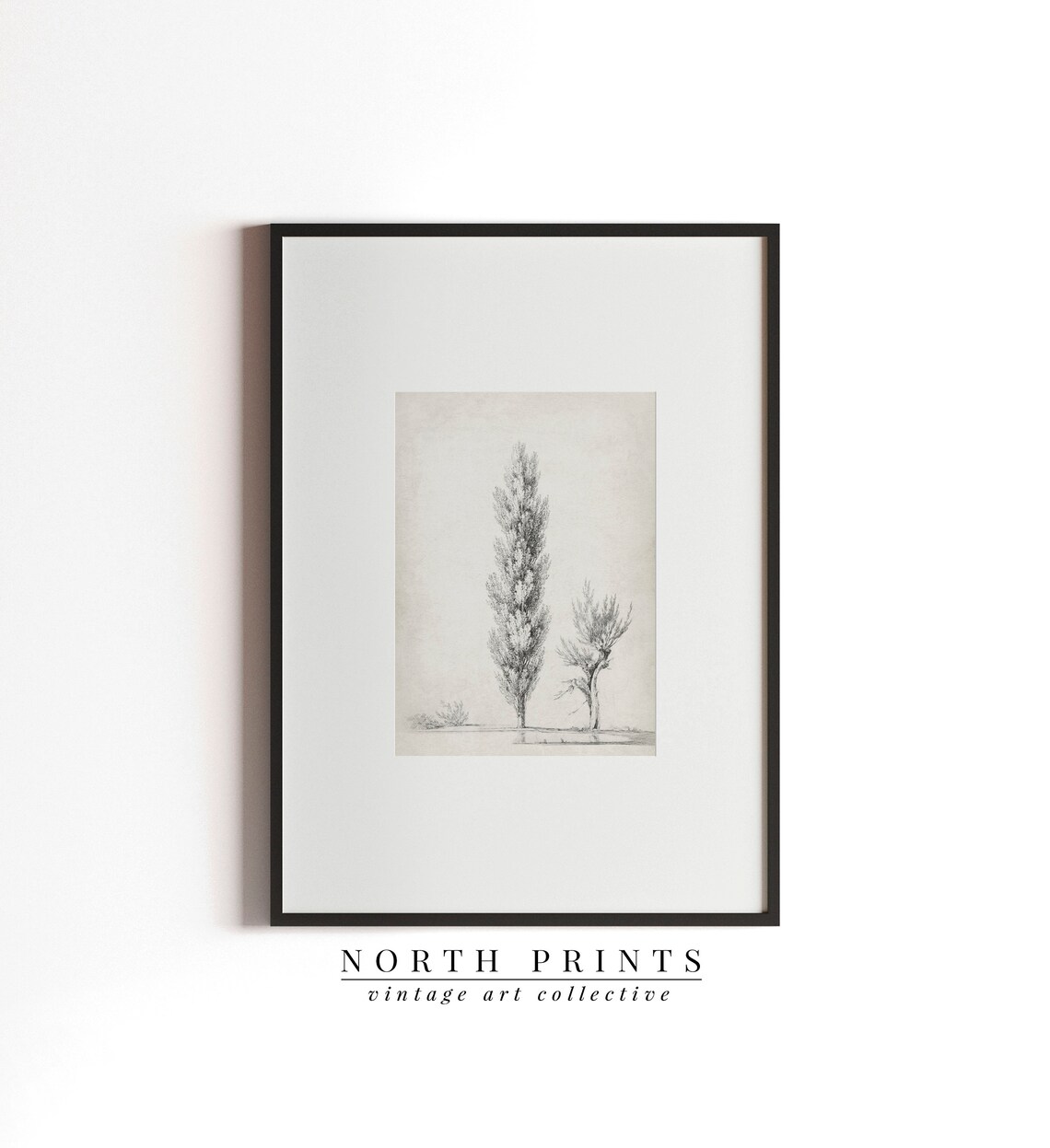Minimalist Antique Tree Sketch, Neutral Landscape Art Print - Image 3