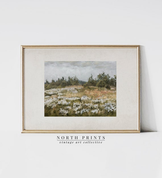Vintage Summer Landscape Painting, Country Wall Art Print