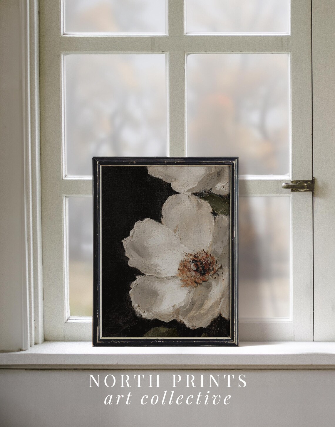White Flower Still Life Painting Moody Dark Wall Decor Botanical Floral North Prints 8 35 - Image 3