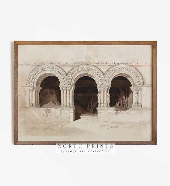 Neutral Architecture Print, Antique Greece Watercolor