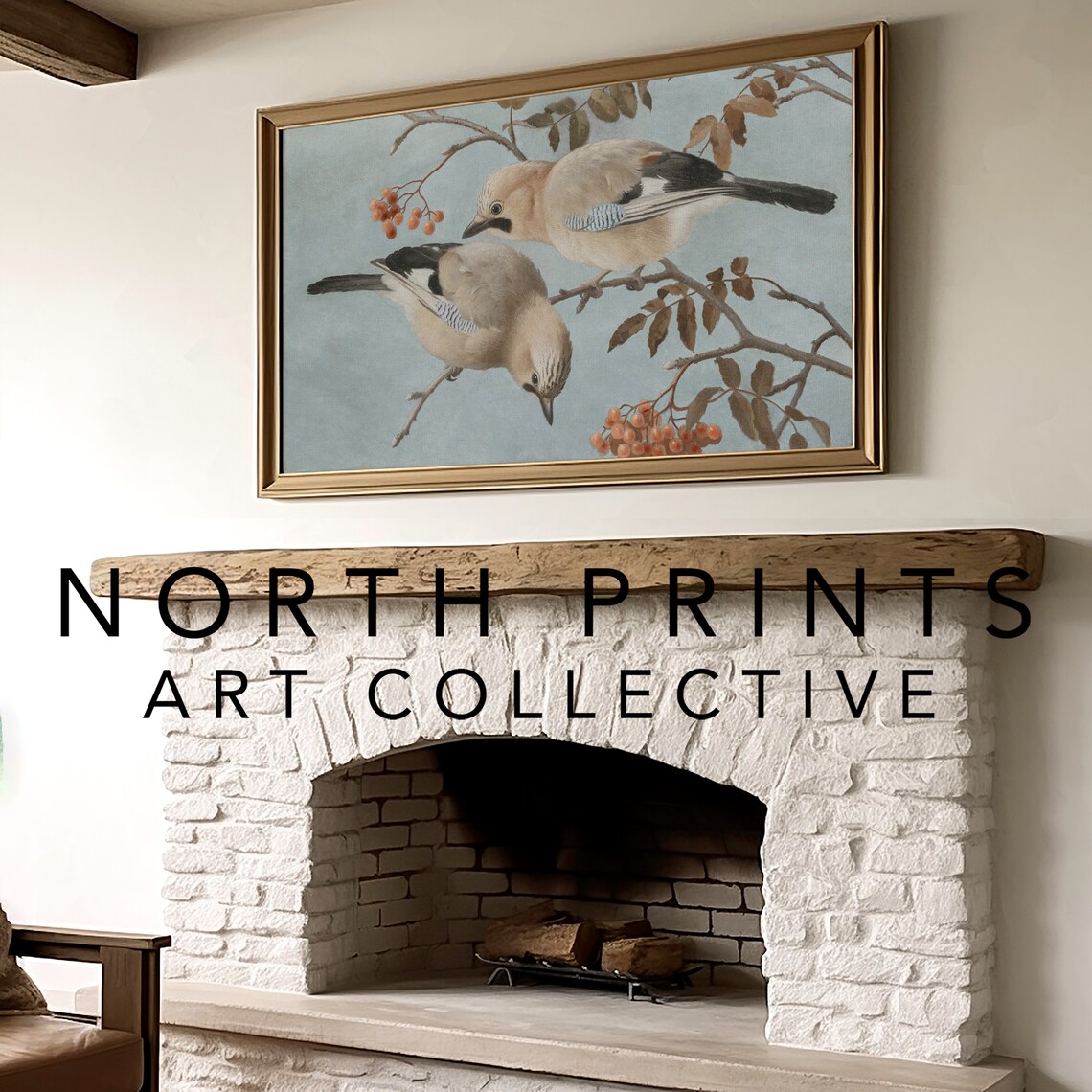 Vintage Bird Painting, Soft Blue Art Print - Image 3