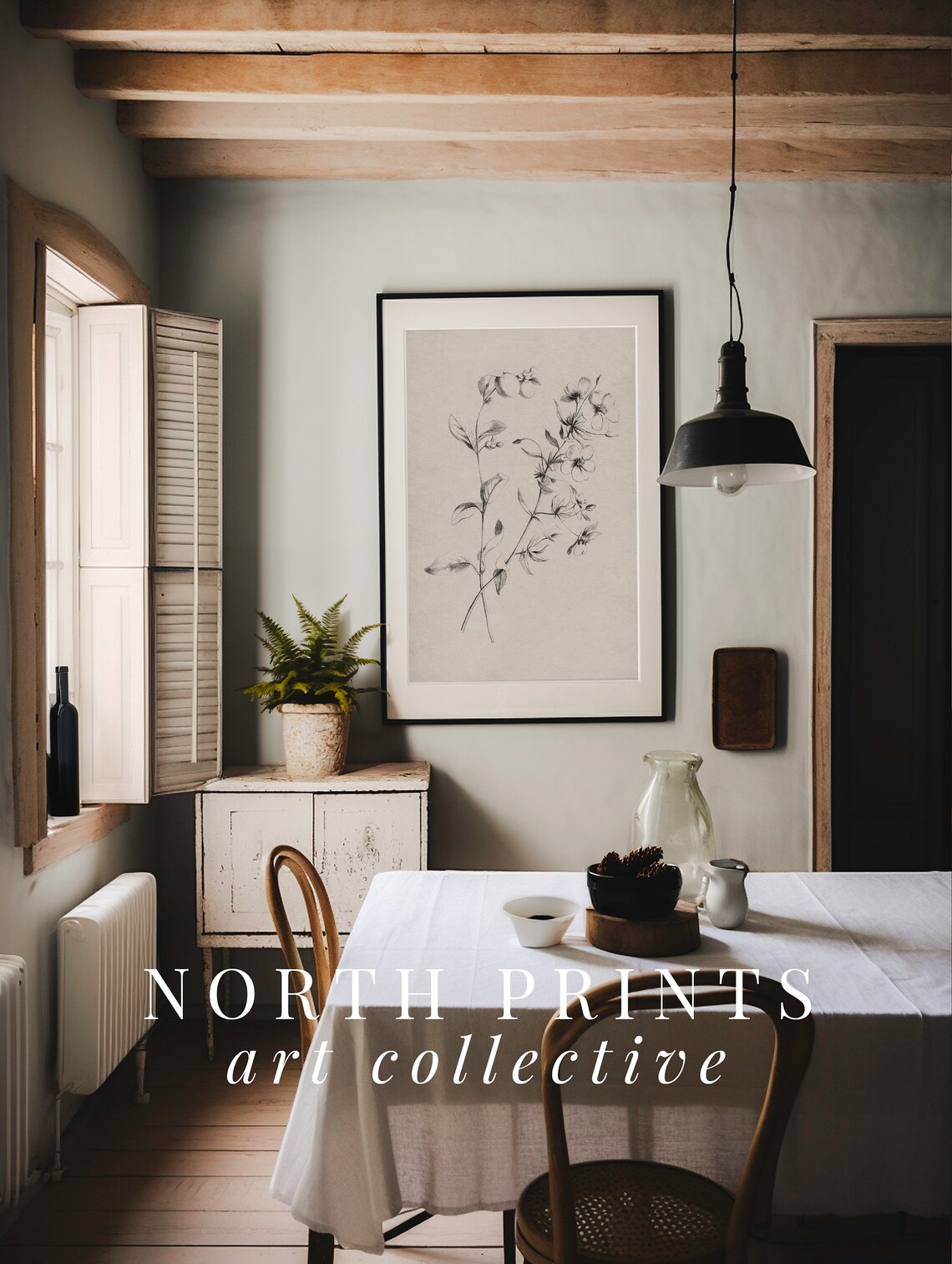 Minimalist Botanical Sketch Art, Neutral Country Decor - Image 4