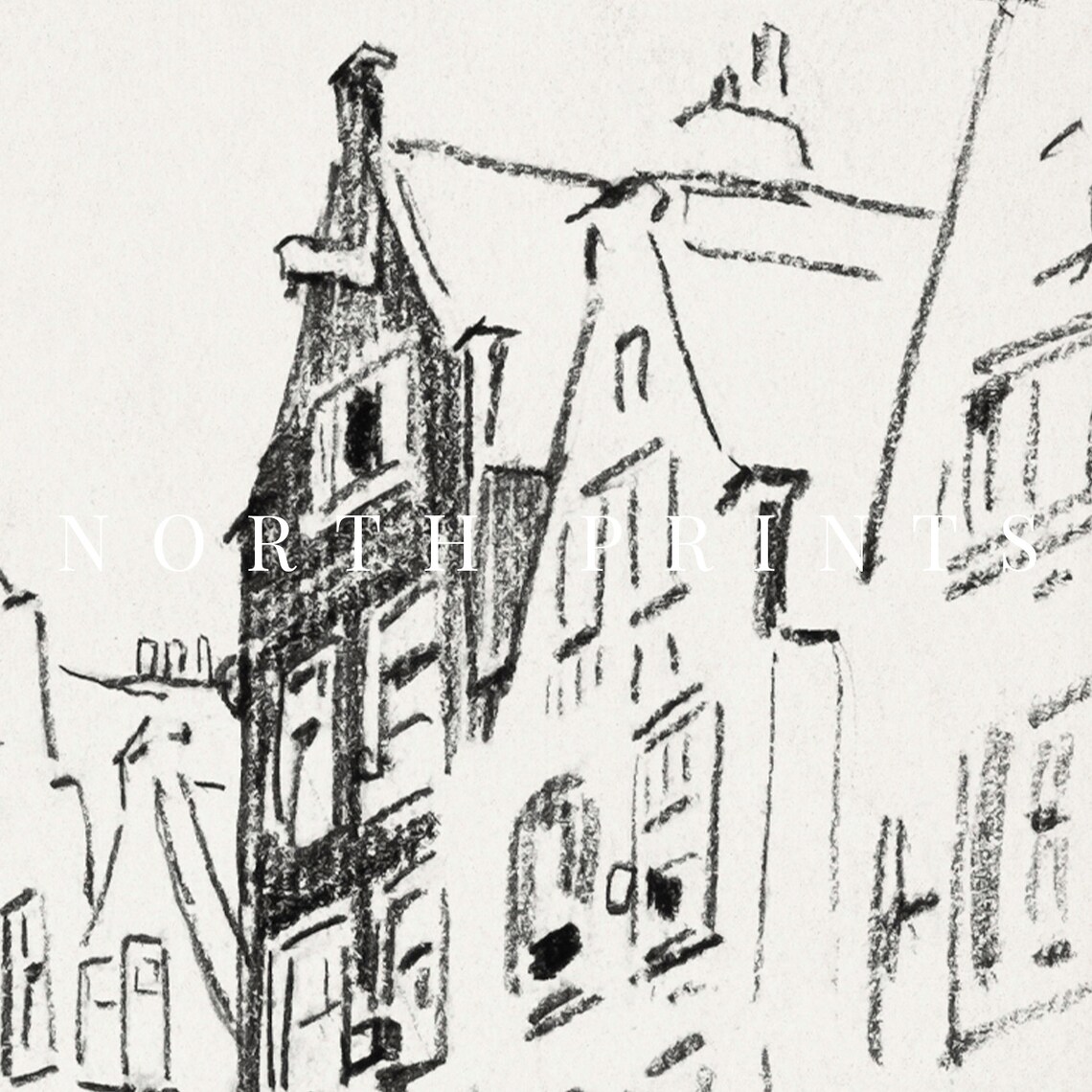 Antique Cityscape Rough Sketch Art Print - Image 2