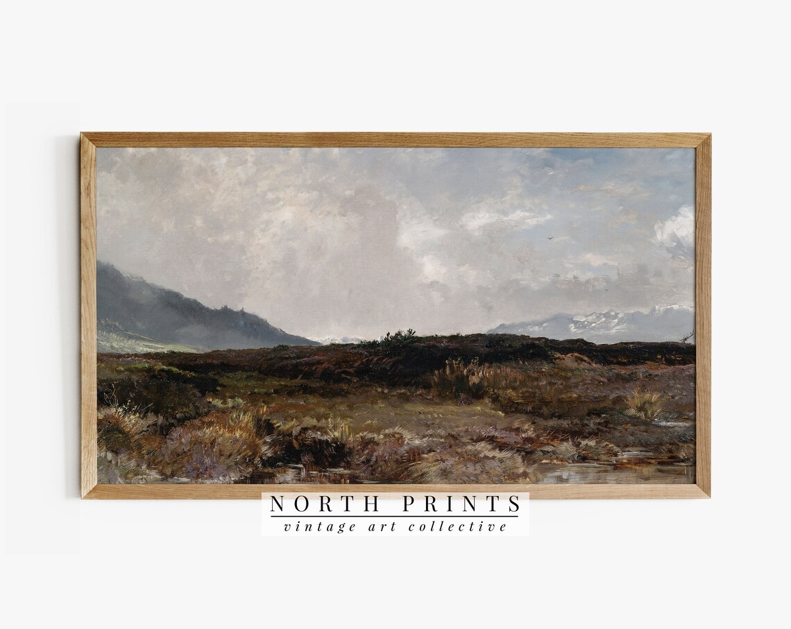 Vintage Mountain Landscape Art Print, Nature Decor