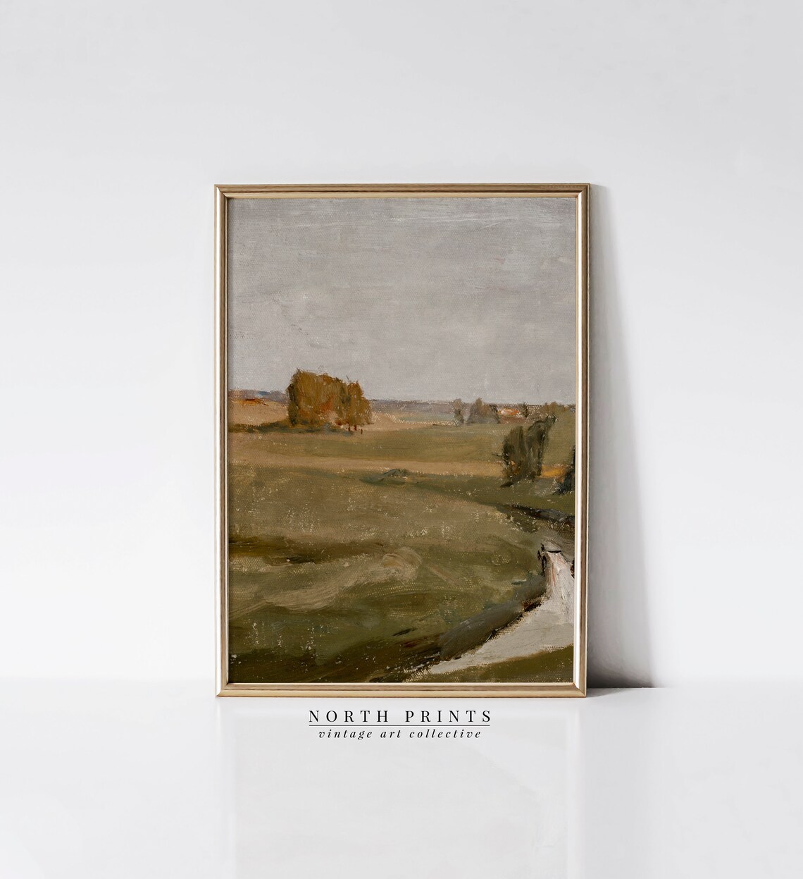 Vintage Summer Landscape, Rustic Farmhouse Art Print