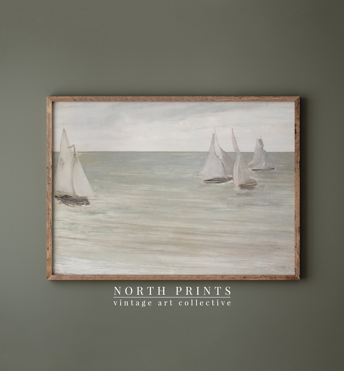 Vintage Nautical Seascape with Sailboat Art Print - Image 4