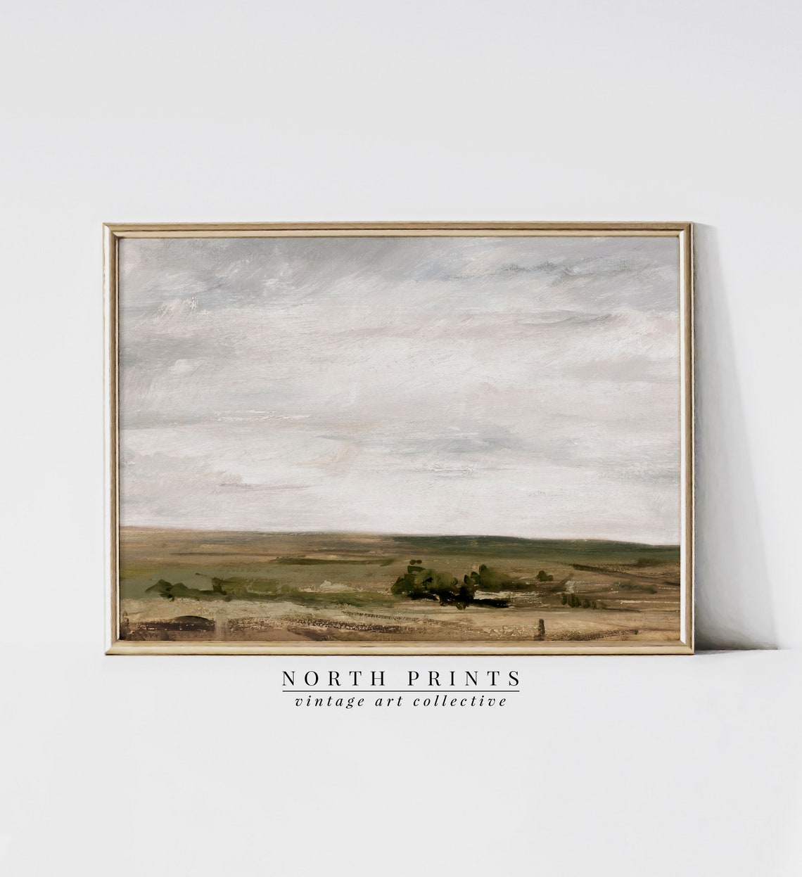 Vast Countryside Field Cloudy Sky Vintage Landscape Painting Poster