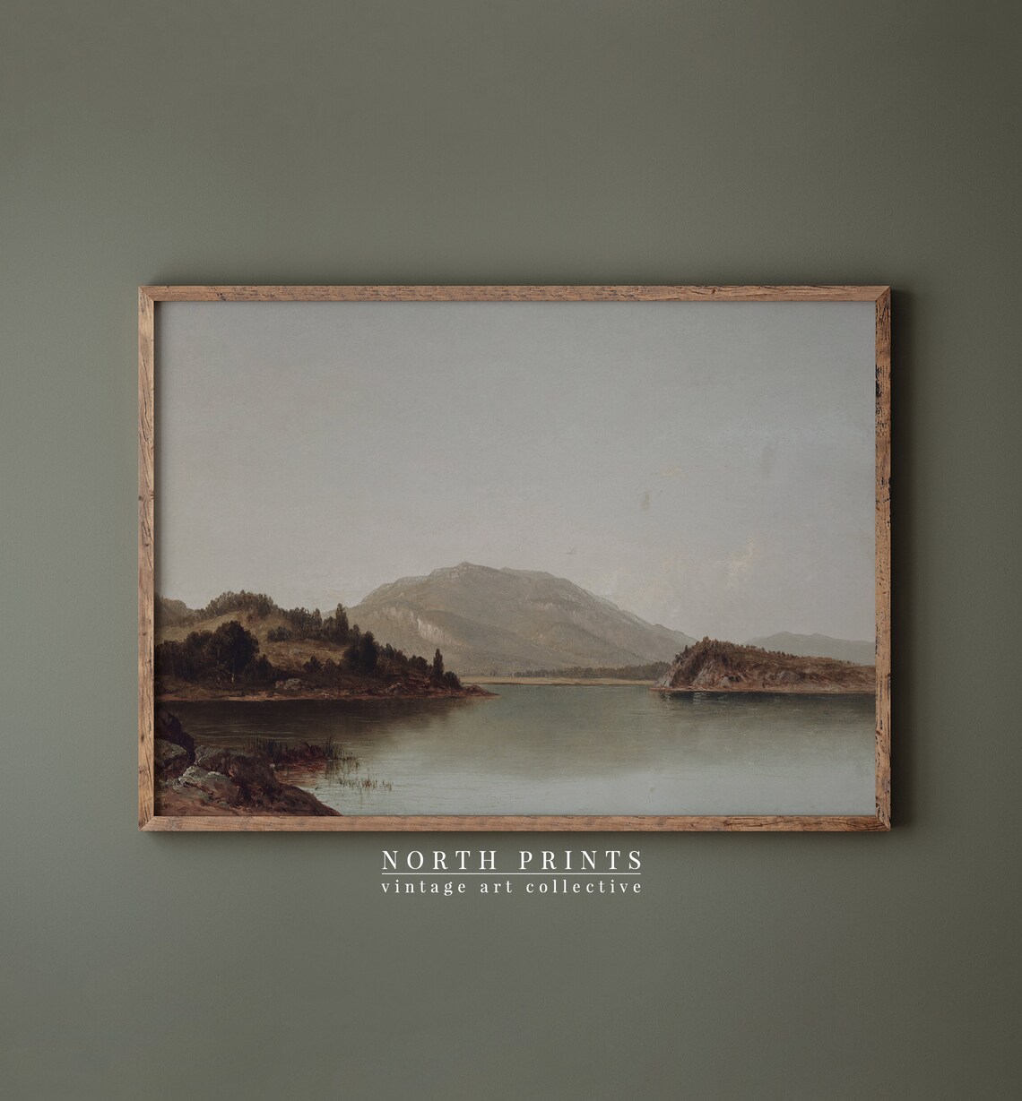 Vintage Lake Painting Landscape Wall Art Print - Image 3